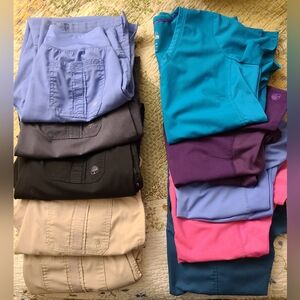 Lot Of Purple Label Yoga Scrubs, All Size Small, 5 Sets Bottom & Tops